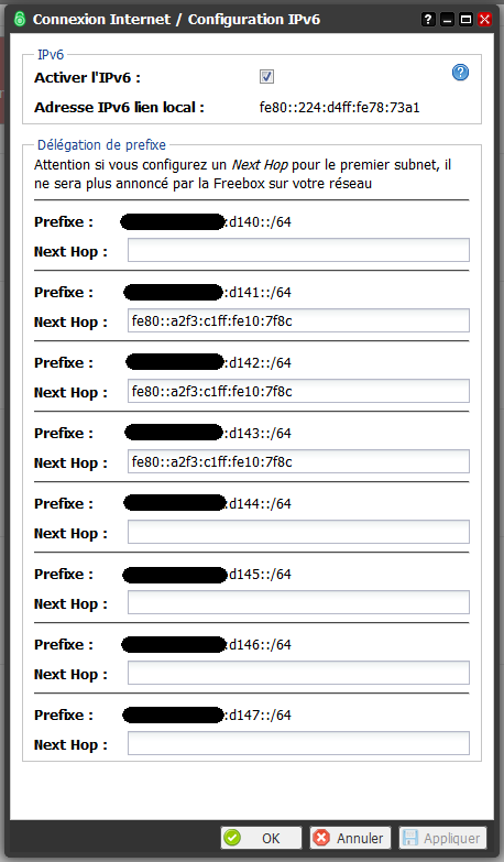 Freebox Délégation de préfixe